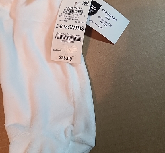First Impressions White Baby Coverall Velvet Feel 3-6 Months NWT Snap Front - Picture 2 of 7